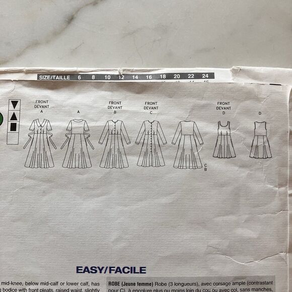 Uncut Vogue 1726 Women’s Dress Pattern Sizes 14, 16 Or 18 Multiple Styles - Picture 4 of 6